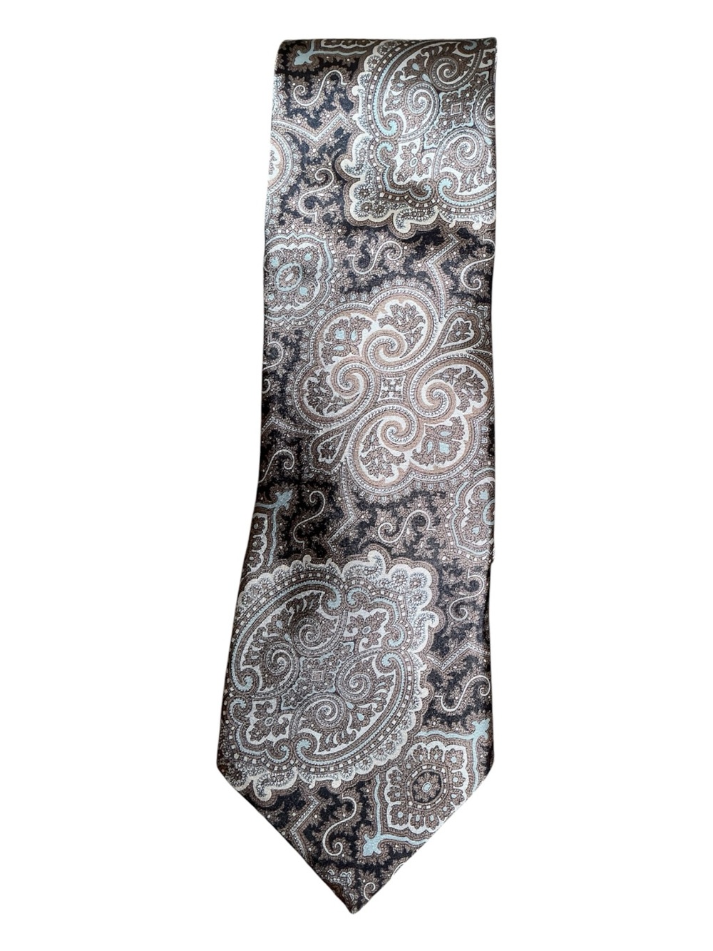 Paisley Silk Necktie in Blue and Pink - Brand Unknown